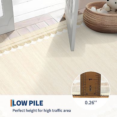 Modern Border Washable Rugs Low Pile Non Slip Soft Stain Resistant Foldable Floor Mats