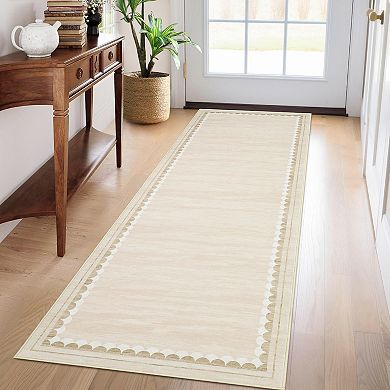 Modern Border Washable Rugs Low Pile Non Slip Soft Stain Resistant Foldable Floor Mats
