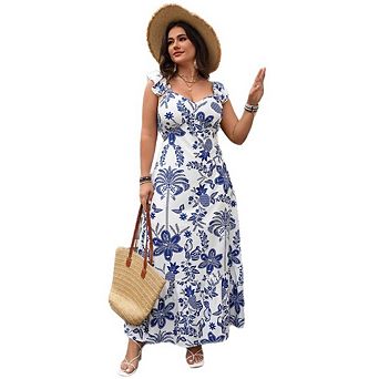 Women Sleeveless Boho Floral Maxi Wedding Guest Dress Beach Vacation Clothes