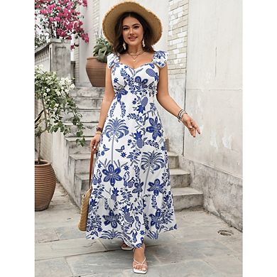 Women Sleeveless Boho Floral Maxi Wedding Guest Dress Beach Vacation Clothes