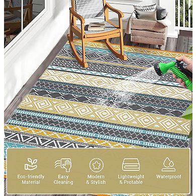 Outdoor Rug Waterproof Reversible Plastic Straw Rugs Lightweight Contemporary Camping Carpet for RV