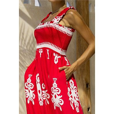 Women Floral Sundress Spaghetti Strap Flowy Beach Vacation Boho Maxi Dresses