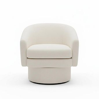 Swivel Accent Chair with Arms, Round Chenille Fabric Chair for Living Room Bedroom Reading