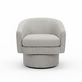 Swivel Accent Chair with Arms, Round Chenille Fabric Chair for Living Room Bedroom Reading