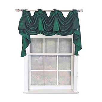 Crinkle Taffeta 3-S Victory 100% Polyester Tab Top Swag Window Curtain 54" x 25" Green