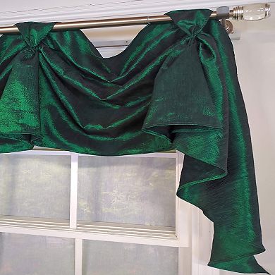 Crinkle Taffeta 3-S Victory 100% Polyester Tab Top Swag Window Curtain 54" x 25" Green
