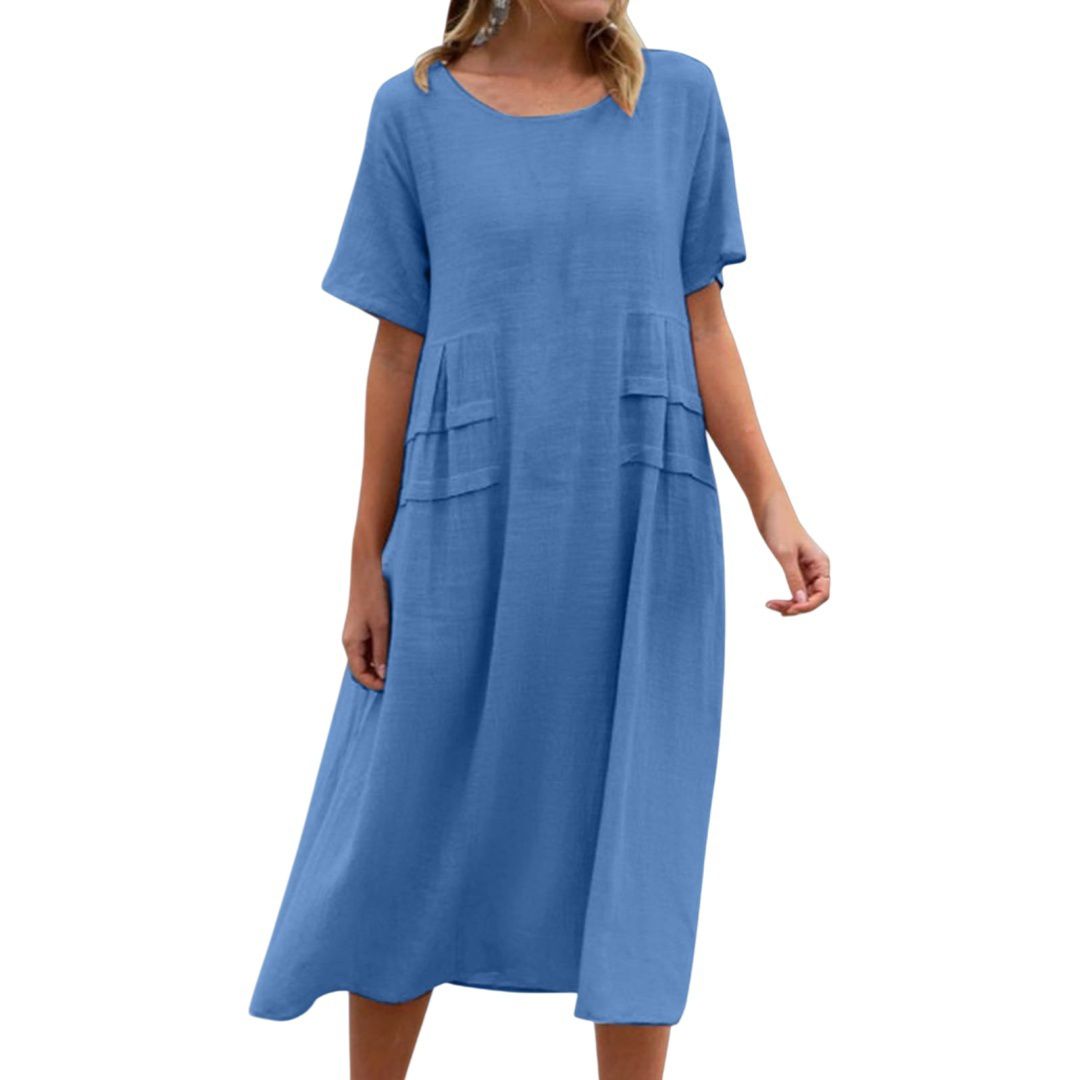 Женские платья Women Casual Dress Loose A-Line Floral T-Shirt Soft Cotton Long Dress Short Sleeve Beach Sundress