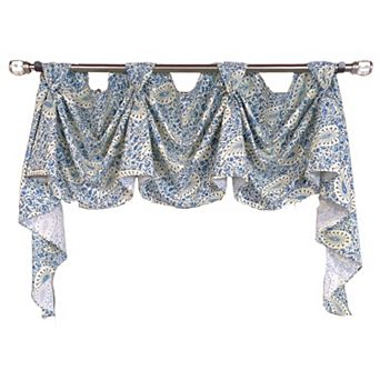 Paisley Verveine 3-S Victory 100% Cotton Tab Top Swag Window Curtain 54" x 25" Blue