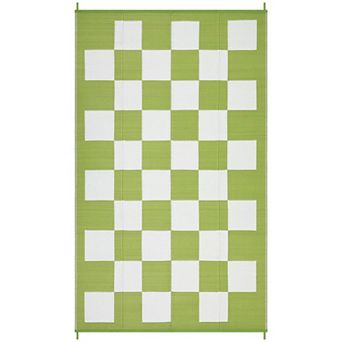 Plaid Outdoor Waterproof Rug for Camping Stain-Resistant Plastic Straw Rugs Foldable Reversible Mat