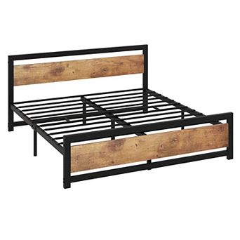 Bed Frame with Headboard And Footboard Platform Bed Strong Metal Slat Support