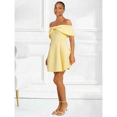 Women's Back Off Shoulder Wrap Layer Ruffle Short Sleeve Mini Dress