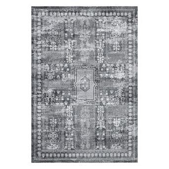Vintage Medallion Machine Washable Rug Modern Non Slip Soft Stain Resistant Carpet