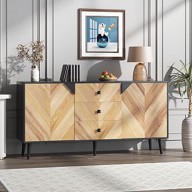 Storage Free Standing Accent Cabinet, Buffet Cabinet with Drawers, Sideboard Table with Storage