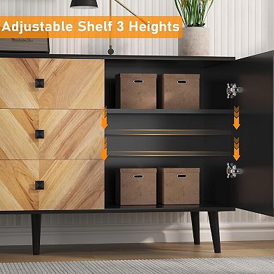 Storage Free Standing Accent Cabinet, Buffet Cabinet with Drawers, Sideboard Table with Storage
