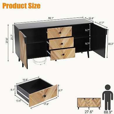 Storage Free Standing Accent Cabinet, Buffet Cabinet with Drawers, Sideboard Table with Storage