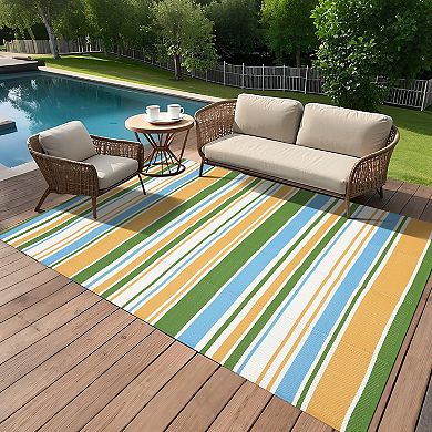 Outdoor Rug Waterproof Reversible Plastic Straw Patio Rugs Stain-Resistant Foldable Camping Carpet