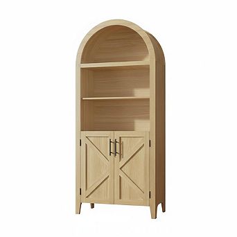 Farmhouse Arched Kitchen Pantry Cabine-5 tier Open Display Shelf，Kitchen，Dining Room,Living Room