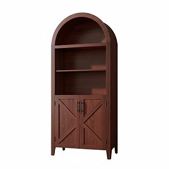 Farmhouse Arched Kitchen Pantry Cabine-5 tier Open Display Shelf，Kitchen，Dining Room,Living Room