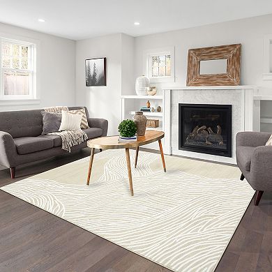 Abstract Machine Washable Rugs Non-Slip Contemporary Carpet Striped Floor Carpet