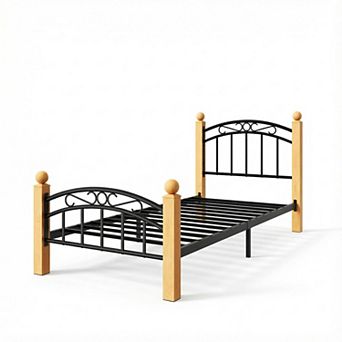 Bed Frame Metal Platform Headboard Footboard Under Storage Steel Slats
