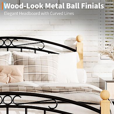 Bed Frame Metal Platform Headboard Footboard Under Storage Steel Slats