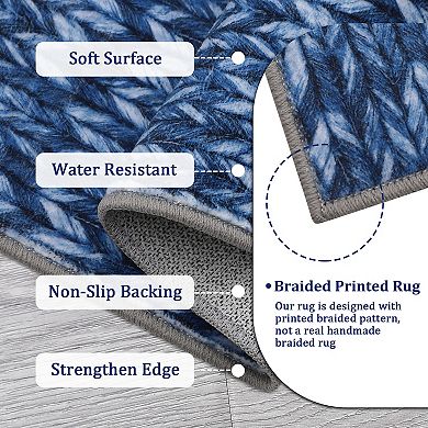 Modern Braided Solid Washable Rug Stain Resistant Non Slip Low Pile Soft Folding Carpet