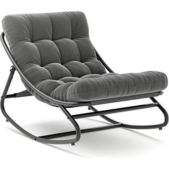 Oversized Papasan Rocking Chair, Heavy Lounge Rocker for Patio Garden Living Room