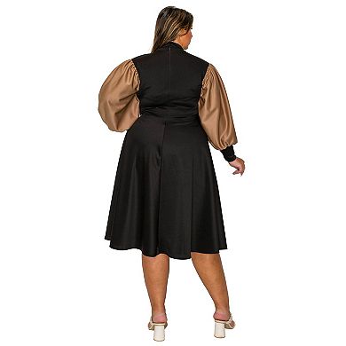 Plus Size Calissa Colorblock Midi Dress