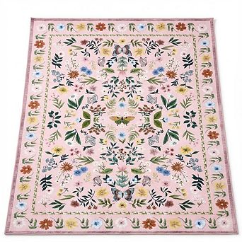 ANIXOL Washable Area Rug with Floral Pattern