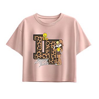 Girls 7-16 Looney Tunes Leopard Print Boxy Tee