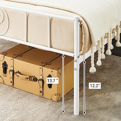 Bed Frame Metal Platform with Headboard and Footboard Steel Slat Support And Mattress Foundation