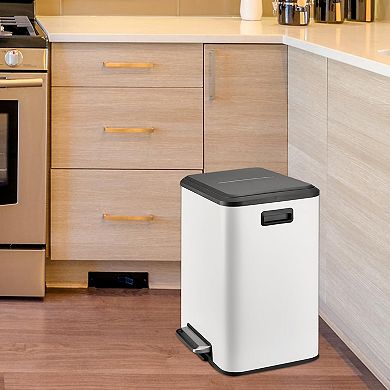 Dual Compartment Kitchen Trash Can with 2 Removable Inner Buckets