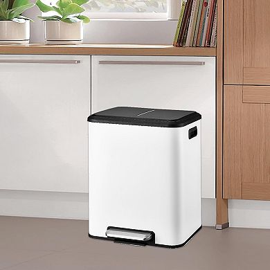 Dual Compartment Kitchen Trash Can with 2 Removable Inner Buckets