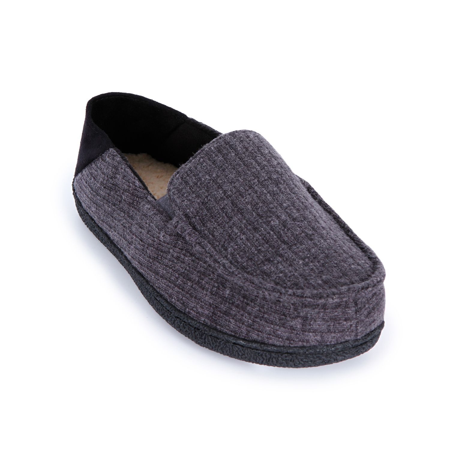 Мужские тапочки isotoner Sweater Knit Moccasin Slippers, цвет: Угольный