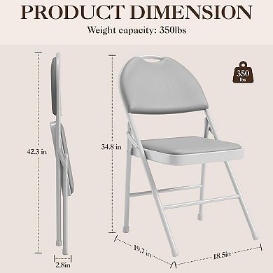 Folding Chairs 4 Pack, Padded PU Leather Foldable Chairs for Indoor Outdoor Home Bedroom