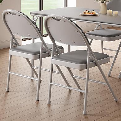 Folding Chairs 4 Pack, Padded PU Leather Foldable Chairs for Indoor Outdoor Home Bedroom