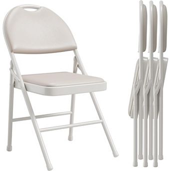 Folding Chairs 4 Pack, Padded PU Leather Foldable Chairs for Indoor Outdoor Home Bedroom