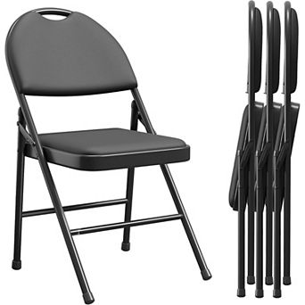 Folding Chairs 4 Pack, Padded PU Leather Foldable Chairs for Indoor Outdoor Home Bedroom