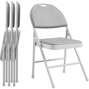 Folding Chairs 4 Pack, Padded PU Leather Foldable Chairs for Indoor Outdoor Home Bedroom