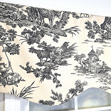 Evocative Provance 100% Cotton Rod Pocket Lined Window Valance 50" x 15" Black