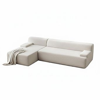 108" Cloud-Like Sectional with Chaise, Ultra-Plush Corduroy L-Shaped Sofa Bed