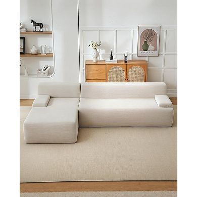 108" Cloud-Like Sectional with Chaise, Ultra-Plush Corduroy L-Shaped Sofa Bed