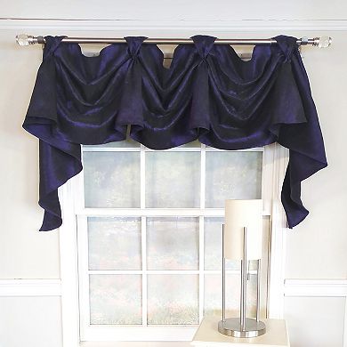 Crinkle Taffeta 3-S Victory 100% Polyester Tab Top Swag Window Curtain 54" x 25" Navy