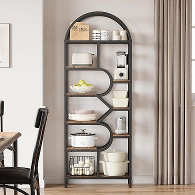 Bookshelf Arched Bookcase Display Racks Geometric Open Storage Shelf Unique Book Rack Metal Frame