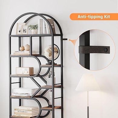 Bookshelf Arched Bookcase Display Racks Geometric Open Storage Shelf Unique Book Rack Metal Frame