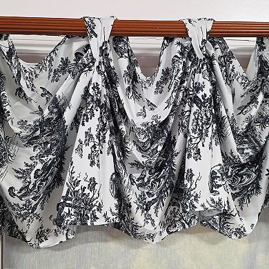 Baroque 3-S Victory 100% Cotton Tab Top Swag Window Curtain 54" x 25" Black