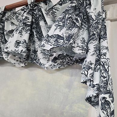 Baroque 3-S Victory 100% Cotton Tab Top Swag Window Curtain 54" x 25" Black