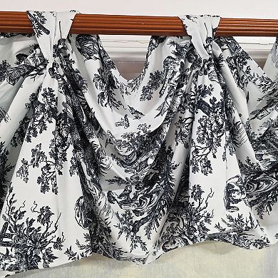 Baroque 3-S Victory 100% Cotton Tab Top Swag Window Curtain 54" x 25" Black
