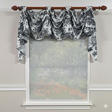 Baroque 3-S Victory 100% Cotton Tab Top Swag Window Curtain 54" x 25" Black