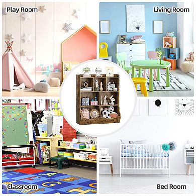 Toy Storage Cabinet Three Tier Kids Bookshelf and Bookcase for Storage